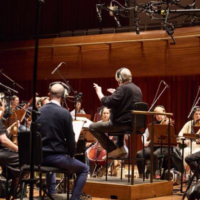 Session orchestra performing on stage